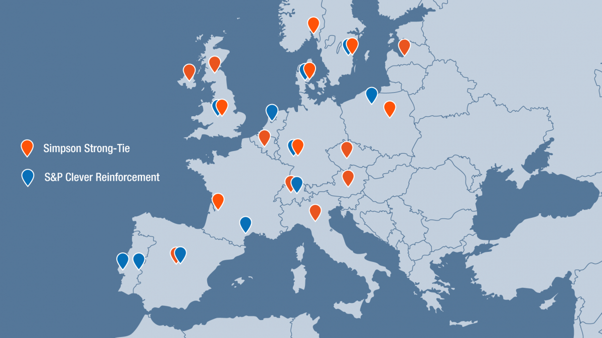 Platser Simpson Strong-Tie locations in Europe